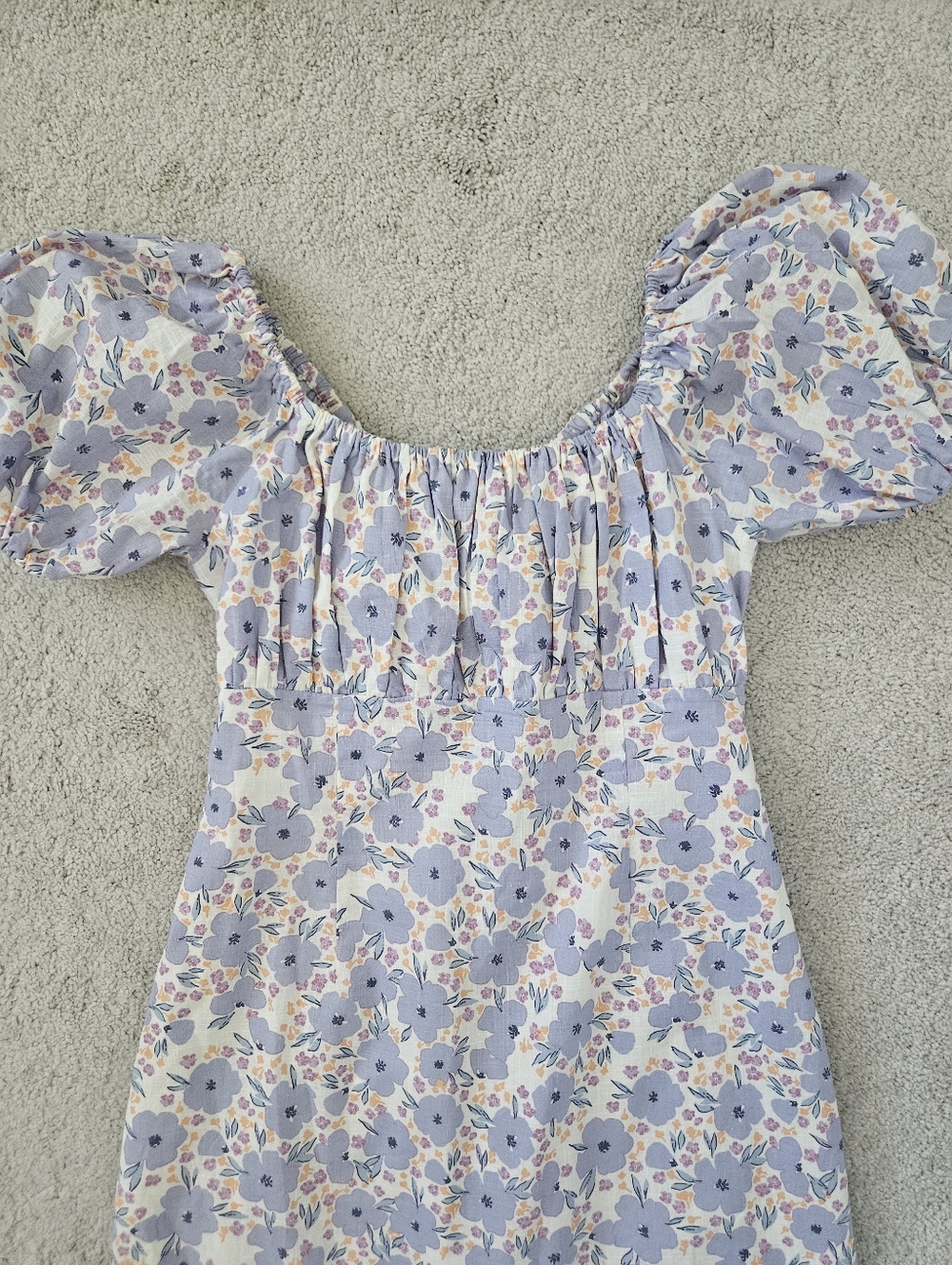 NWOT Sabo Skirt Enga Dress Cotton Floral Puff Shoulder Cut Out Mini Womens Large - Picture 6 of 9
